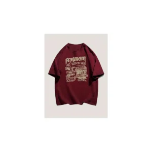 Maroon fragment graphic tee, front view.